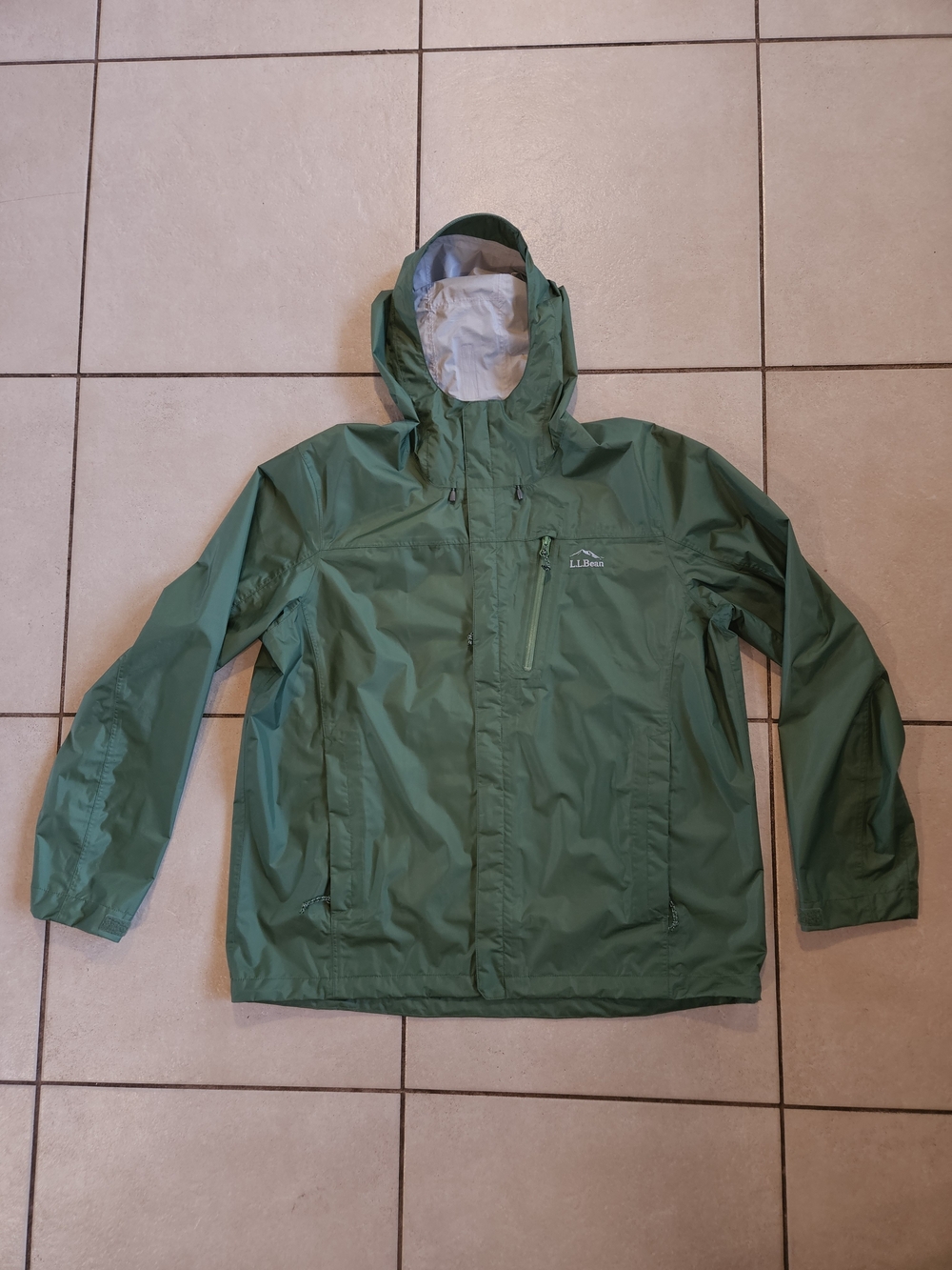 L.L. Bean Green Hooded Rain Jacket